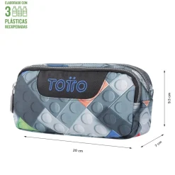 Totto - Estuche escolar dos compartimentos bloques Sobre