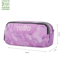 Totto - Estuche escolar dos compartimentos camuflaje rosa Sobre