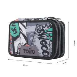 Totto - Estuche escolar tres compartimentos manga Pluma