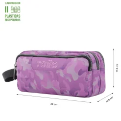 Totto - Estuche escolar tres compartimentos camuflaje rosa Agapec