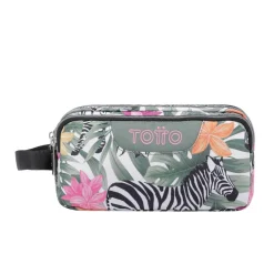 Totto - Estuche escolar tres compartimentos tropical cebras Agapec