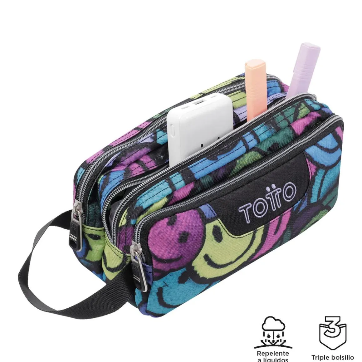 Totto - Estuche escolar tres compartimentos emojis Agapec