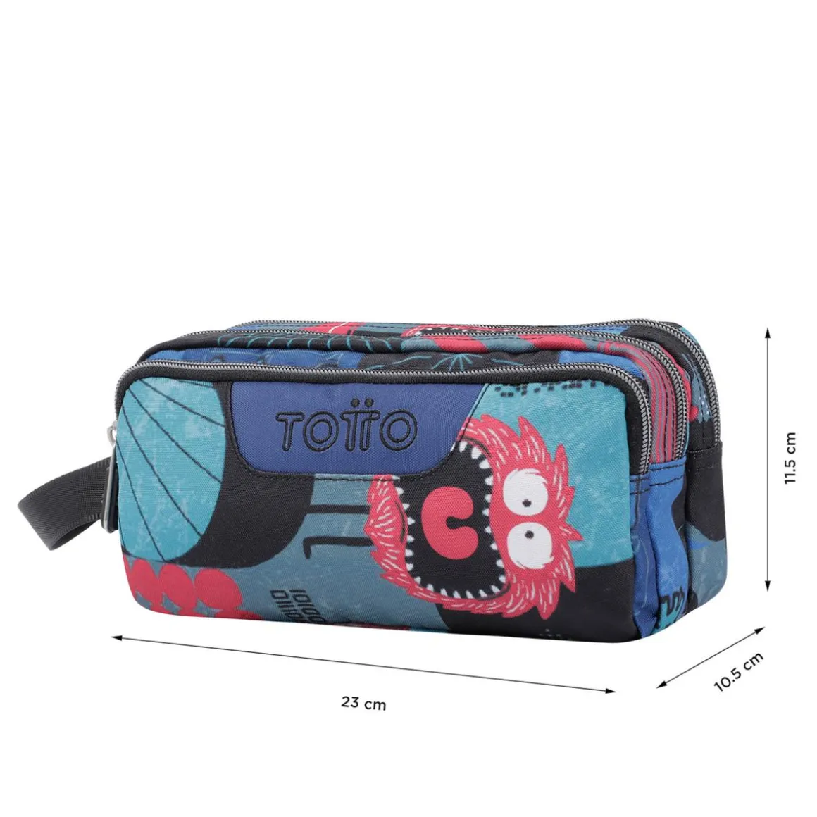 Totto - Estuche escolar tres compartimentos cyber monstruos Agapec