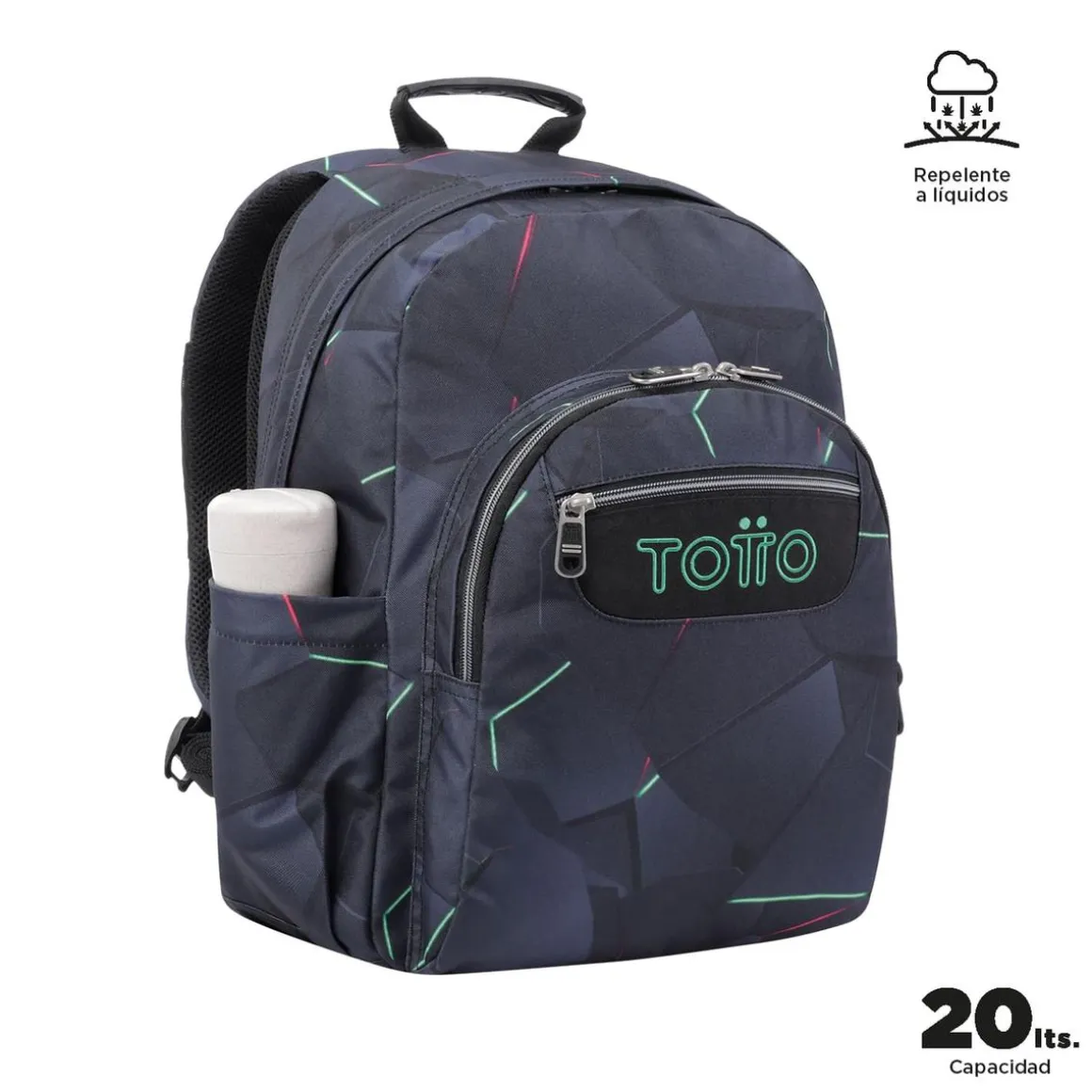 Totto - Mochila escolar adaptable a carro fractal Acuareles