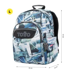 Totto - Mochila escolar adaptable a carro postales y casetes Acuareles