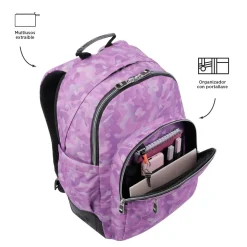 Totto - Mochila escolar camuflaje rosa Crayoles