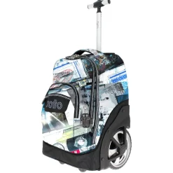 Totto - Mochila escolar con ruedas postales y casetes Papel