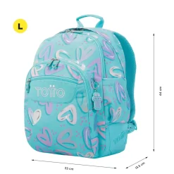Totto - Mochila escolar corazones pintados Crayoles