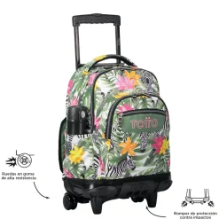 Totto - Mochila escolar con ruedas tropical cebras Renglones
