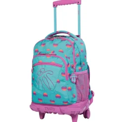 Totto - Mochila escolar con ruedas Renglones - Corazones