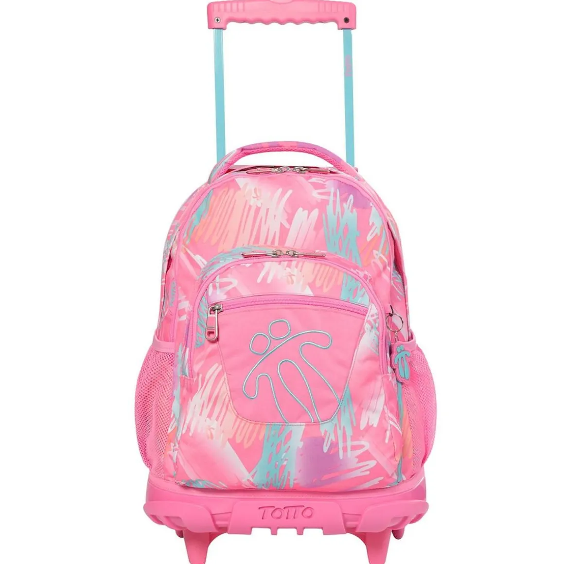 Totto - Mochila escolar con ruedas Renglones - Rosa