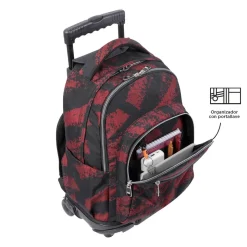 Totto - Mochila escolar con ruedas tiza roja Renglones