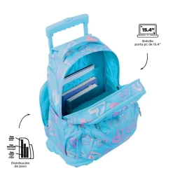 Totto - Mochila escolar con ruedas corazones pintados Renglones