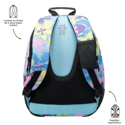 Totto - Mochila escolar flores hawaianas Crayoles