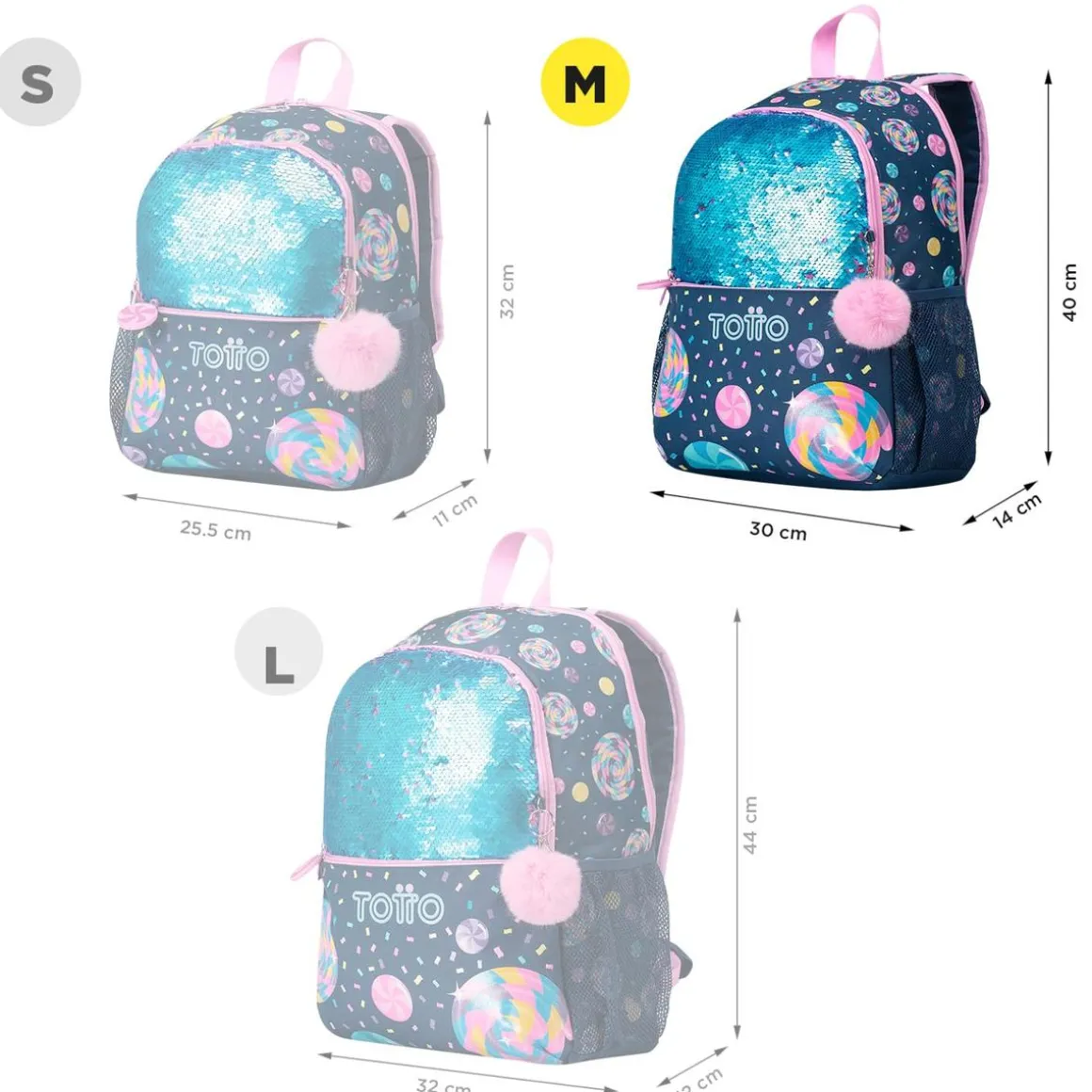 Totto - Mochila escolar mediana Sweet Candy