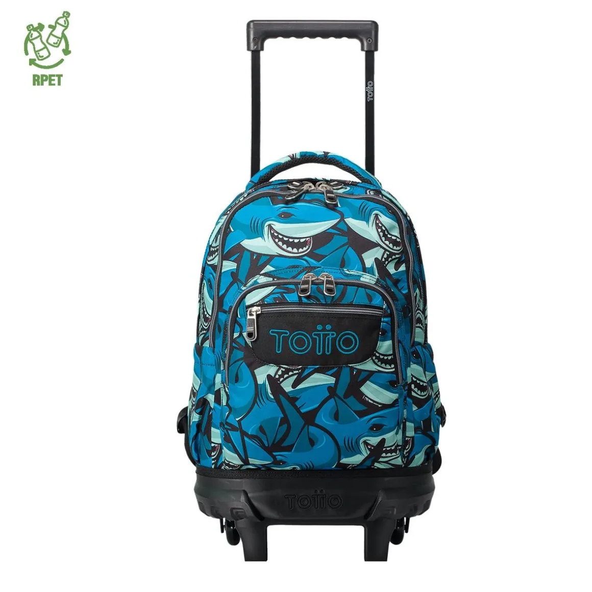 Totto - Mochila escolar pequeña ruedas tiburones Resma