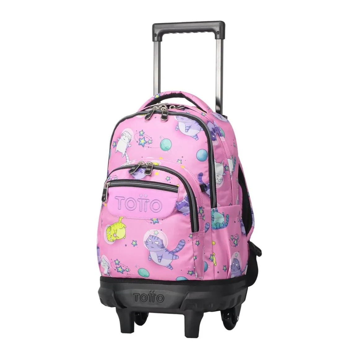 Totto - Mochila escolar pequeña ruedas gatos astronautas Resma