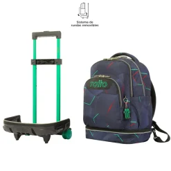 Totto - Mochila escolar ruedas desmontable fractal Tiza