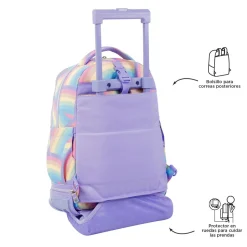 Totto - Mochila escolar ruedas desmontable arcoíris Tiza