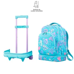 Totto - Mochila escolar ruedas desmontable corazones pintados Tiza