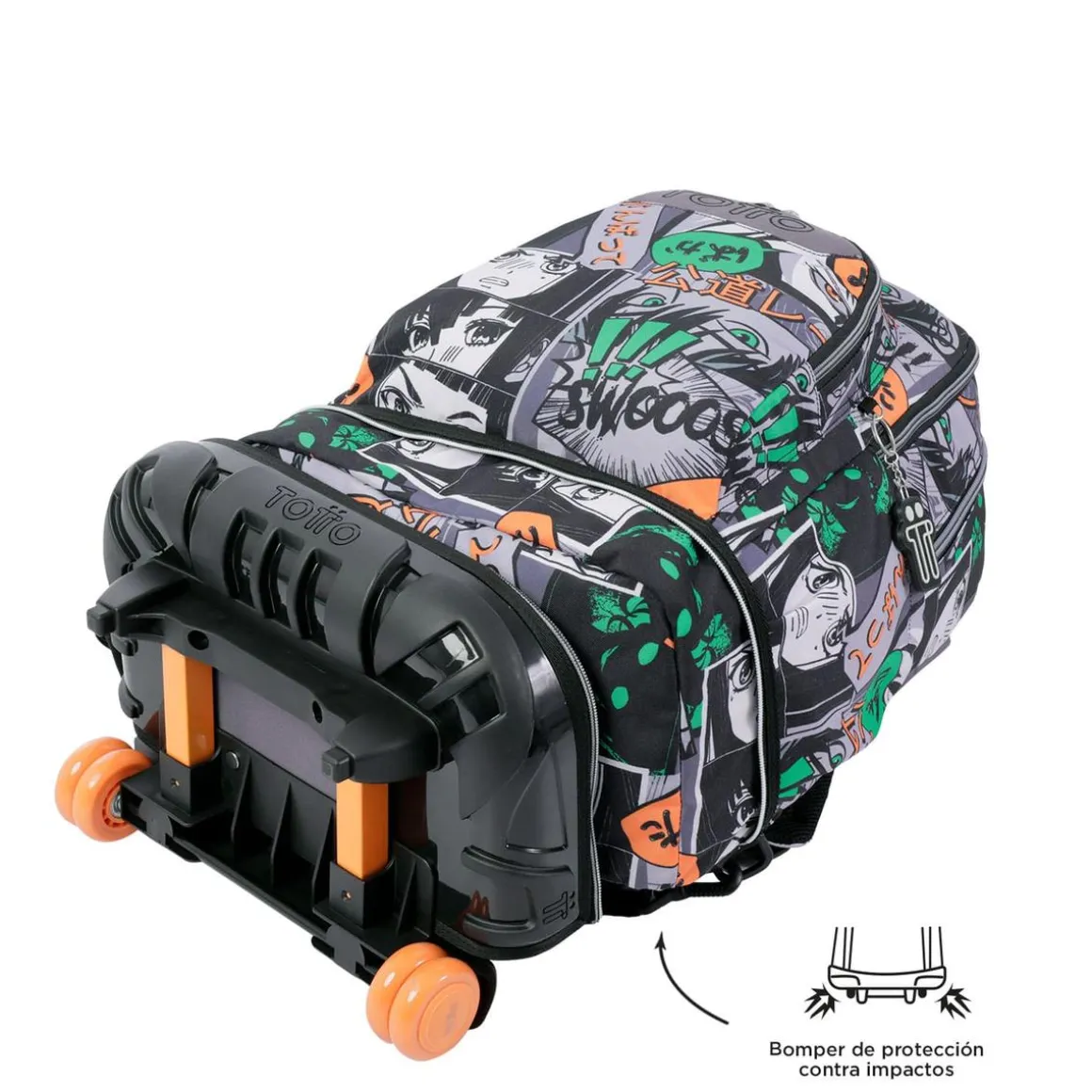 Totto - Mochila escolar ruedas desmontable manga Tiza