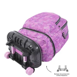 Totto - Mochila escolar ruedas desmontable camuflaje rosa Tiza