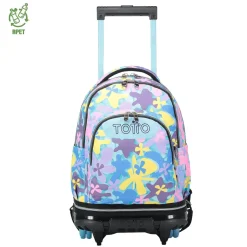 Totto - Mochila escolar ruedas desmontable flores hawaianas Tiza