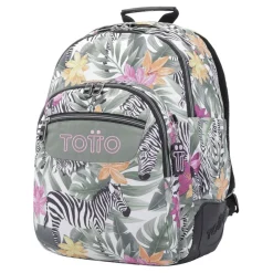 Totto - Mochila escolar tropical cebras Crayoles