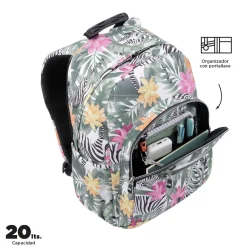 Totto - Mochila escolar tropical cebras Acuarela
