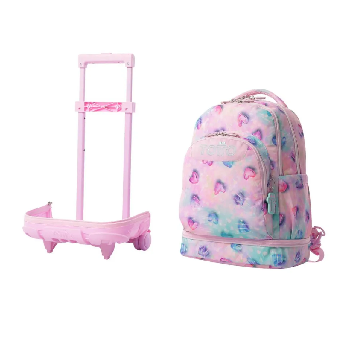 Totto - Mochila Tiza con ruedas Glitter Shiny Heart