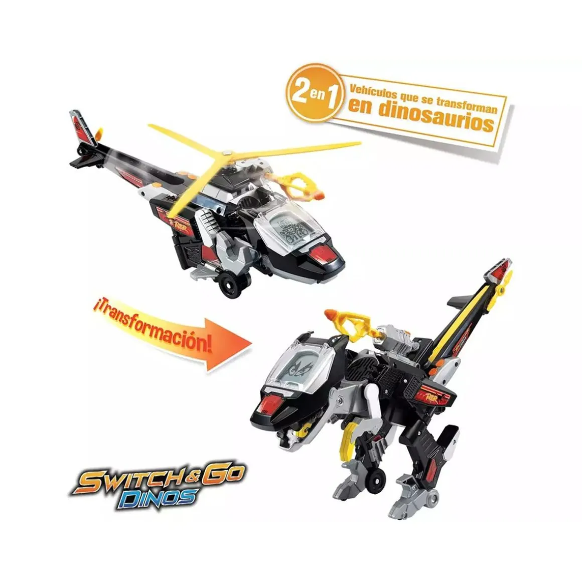 Vtech - Velocirráptor transformable en vehículo Switch & Go Dinos, color negro ㅤ